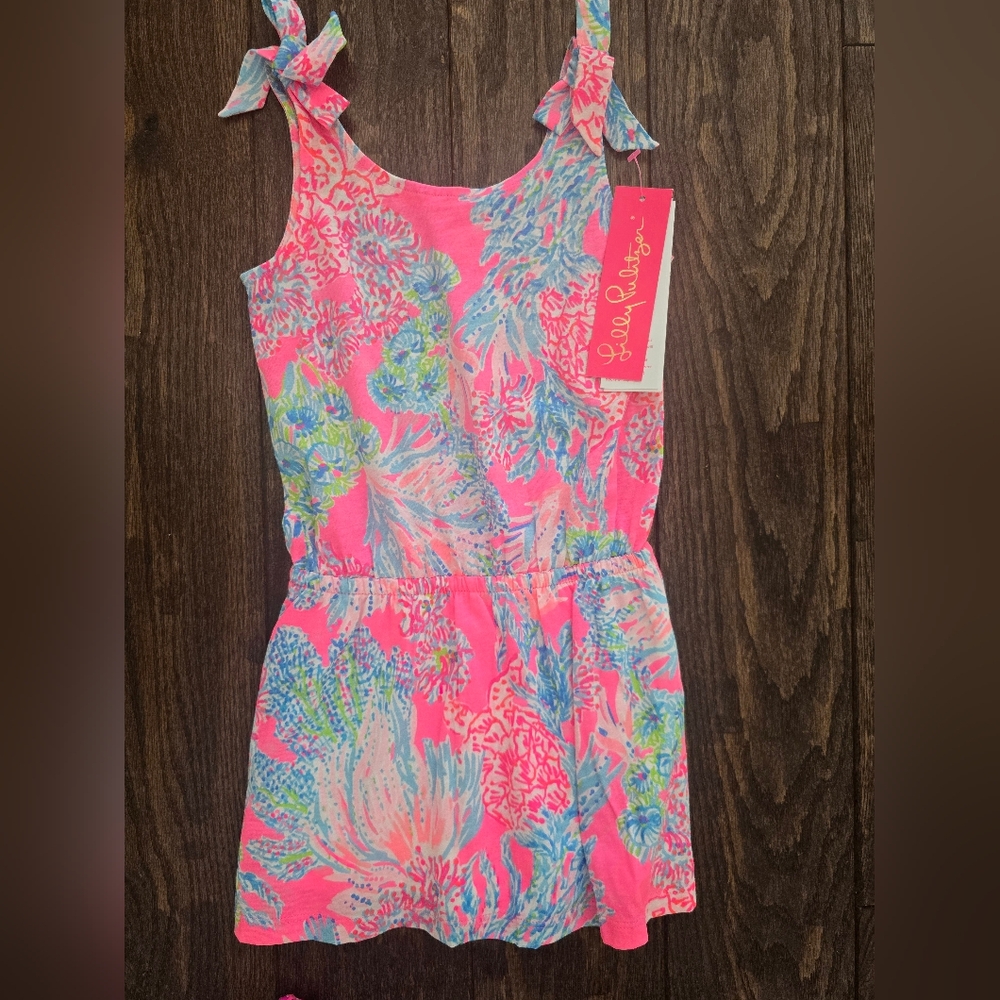 Lilly Pulitzer Pink and Blue Floral Romper size XS Girls